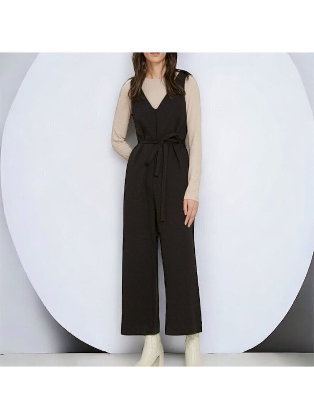 ** Frank and Oak Black V Neck Sleeveless Jersey Jumpsuit Size S